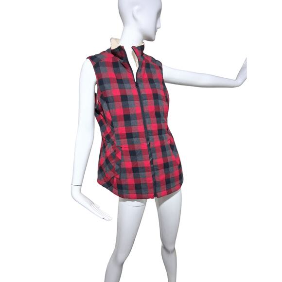 Duluth Trading Womens size S Plaid Flannel Sherpa Lumber Jack Gorpcore Zip Vest - Picture 1 of 10